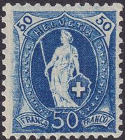 Stehende Helvetia: 70D ungebraucht +Original-Gummi, 100.-+