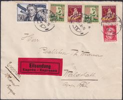 1928, J45-J48, Express-Brief von HEIDEN nach WALDSTATT AR!