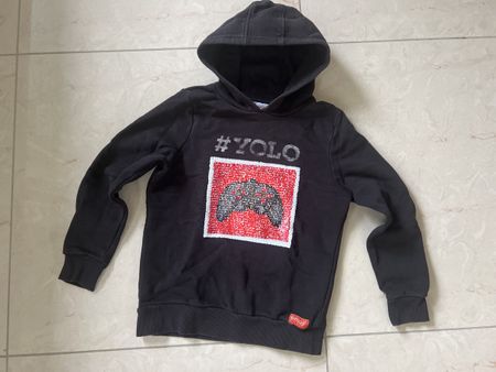 Emoji Wendepailletten Hoodie Gr. 134/140, schwarz