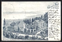 Litho St. Gallen, Die Kuranstalt Waid, I