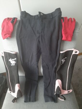 Reithosen schwarz Gr. 128/ 132 mit Zubehör