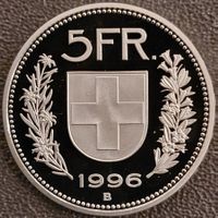5 Franken Schweiz 1996 pp / aus Münzsatz/in einer Münzkapsel