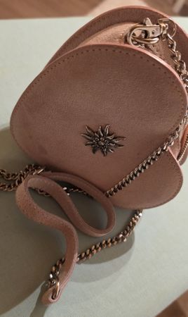 Dirndl-Herz Handtasche rosa mit Edelweiss-Motiv, 