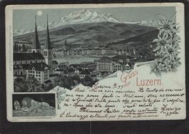 #Luzern Litho , Mondscheinkarte , gel. 1899