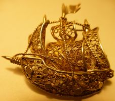 WUNDERSCHÖNES ECHT SILBER SCHIFF,-3,6 CM HOCH x 3,8 CM LANG