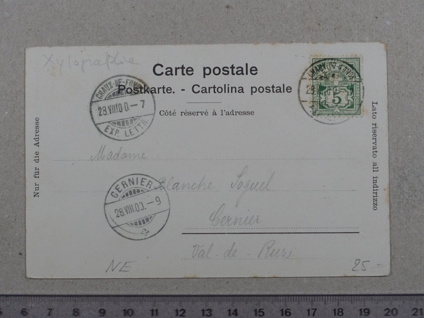 Cartoline postali: Le Locle, 1900 – Usato da Lenzburg venduto da fh1 1