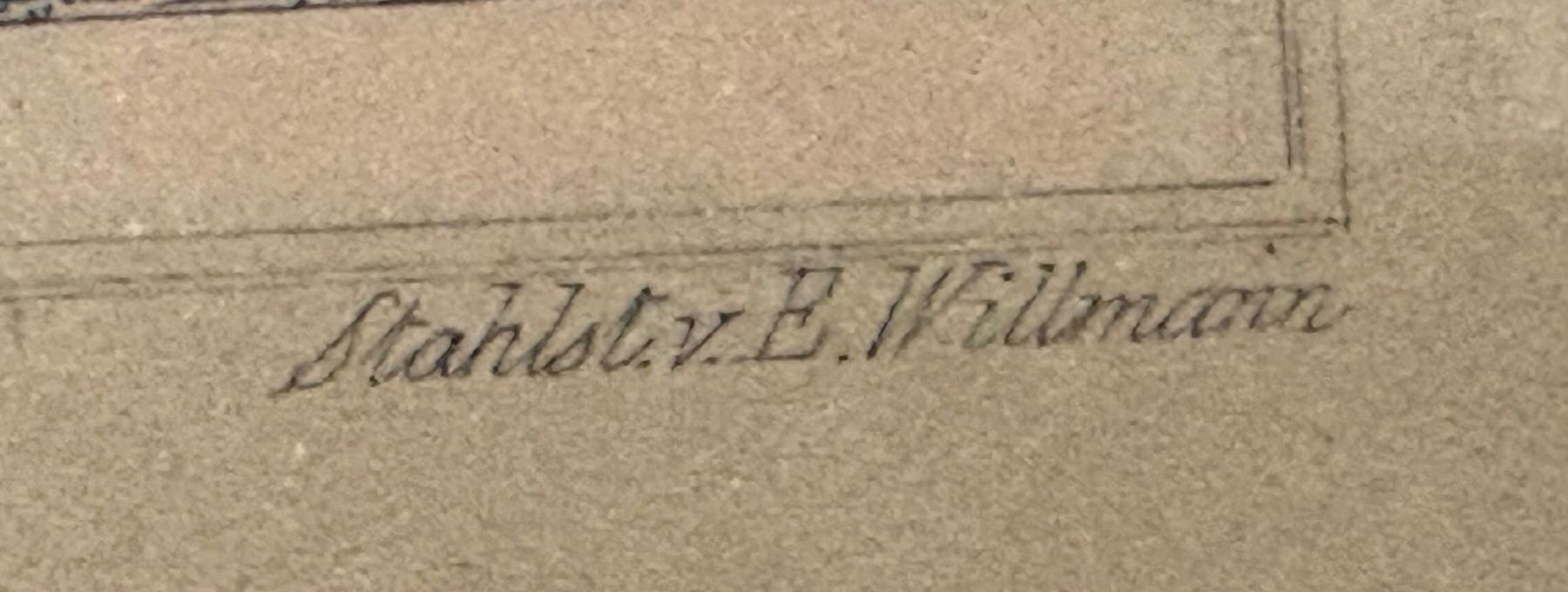 Stiche: Stahlstich Spalentor Basel E. Willmann gerahmt – Gebraucht aus Frick von Rukki 2