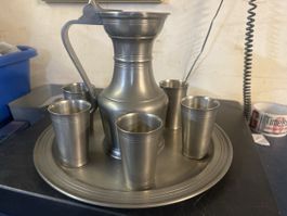  SIGG Zinn Krug 6 Becher Teller 2,64kg (T)