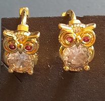 Goldene Eulen Ohrringe mit Zirkonia - Hingucker!