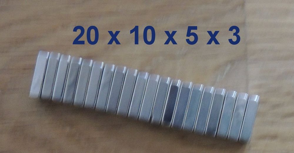Neodym Quadermagnet 20 x 20 x 10 mm Magnet-Quader N45 Nickel - hält 14