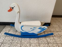 Wisa Gloria Schaukelschwan 2 Holz vintage Kinderspielzeug