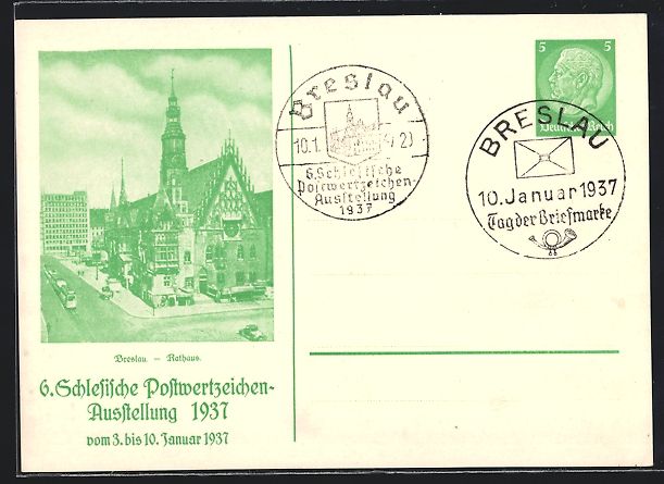 Cancelleria postale: Breslau, 6. Schlesische Postwertzeichen- – Usato da Berlin venduto da bartko-reher