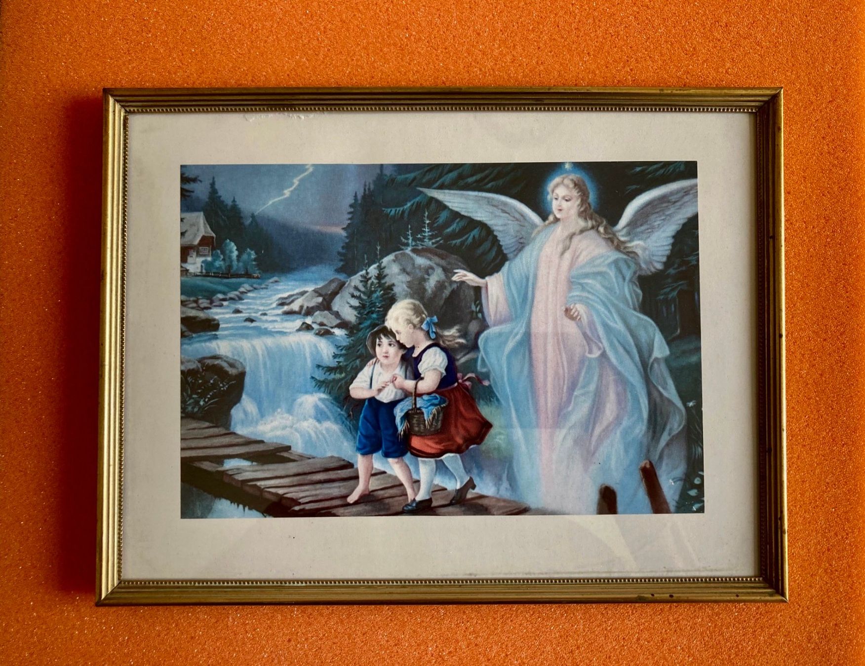 Poster & Bilder: Schutzengel Bild mit schönem Goldrahmen – Gebraucht aus Zürich von cornetto55