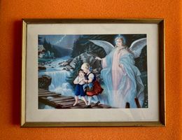 Schutzengel Bild mit schönem Goldrahmen