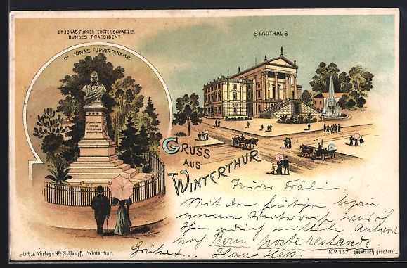 Cartes postales: Litho Winterthur, Stadthaus, Dr. Jonas F – D'occasion à Berlin par bartko-reher