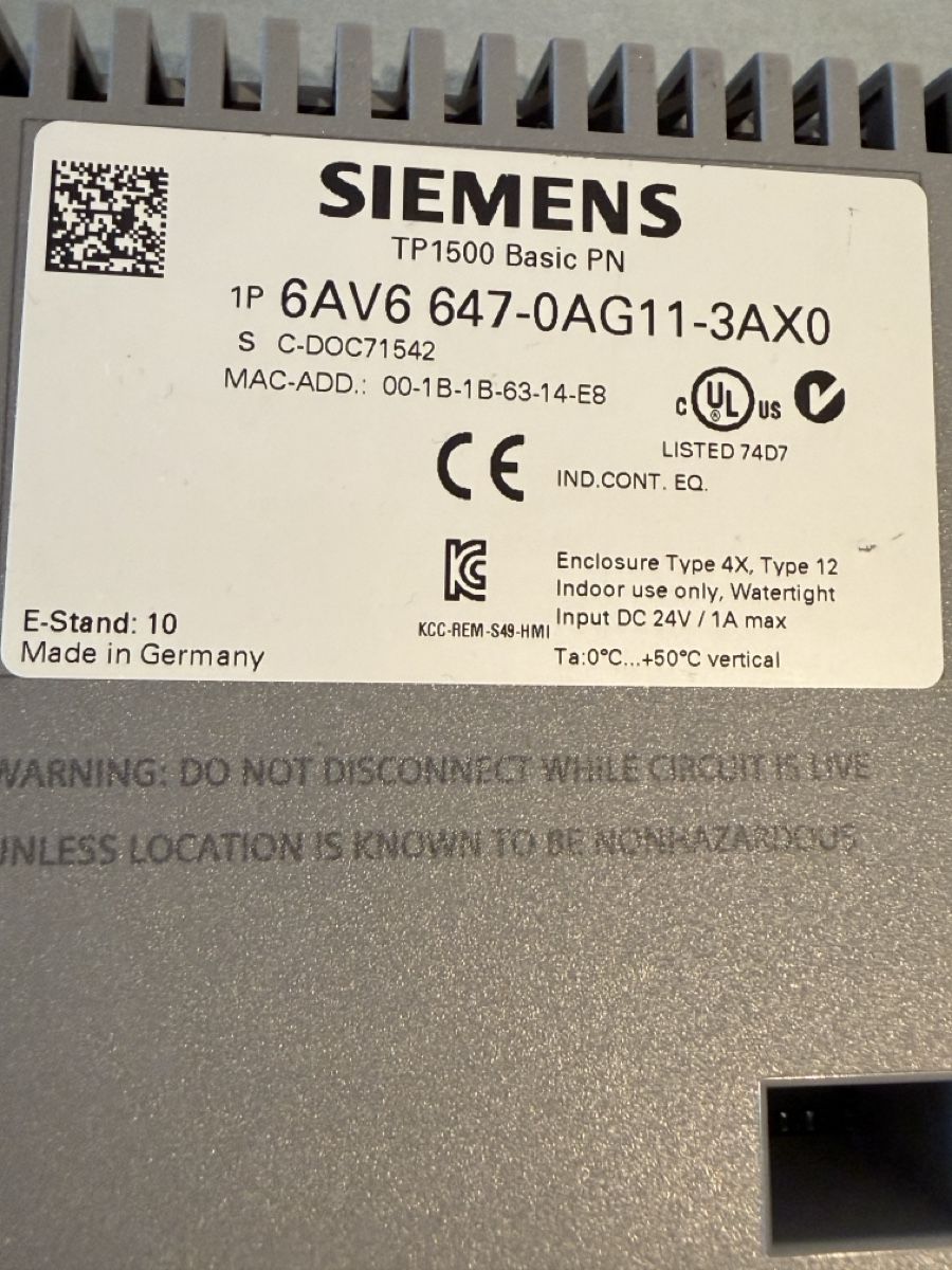 Siemens Sistema di controllo: Siemens SIMATIC Panel 6AV6 647-0AG11-3AX0 – Usato da Dielsdorf venduto da ohm_dh6r 1