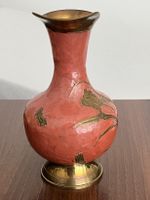 Schöne antike MESSING-/KRUG-/VASE  / Rosa / Emaille / Top!