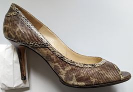 JIMMY CHOO : Escarpins peep toes en lézard 39.5