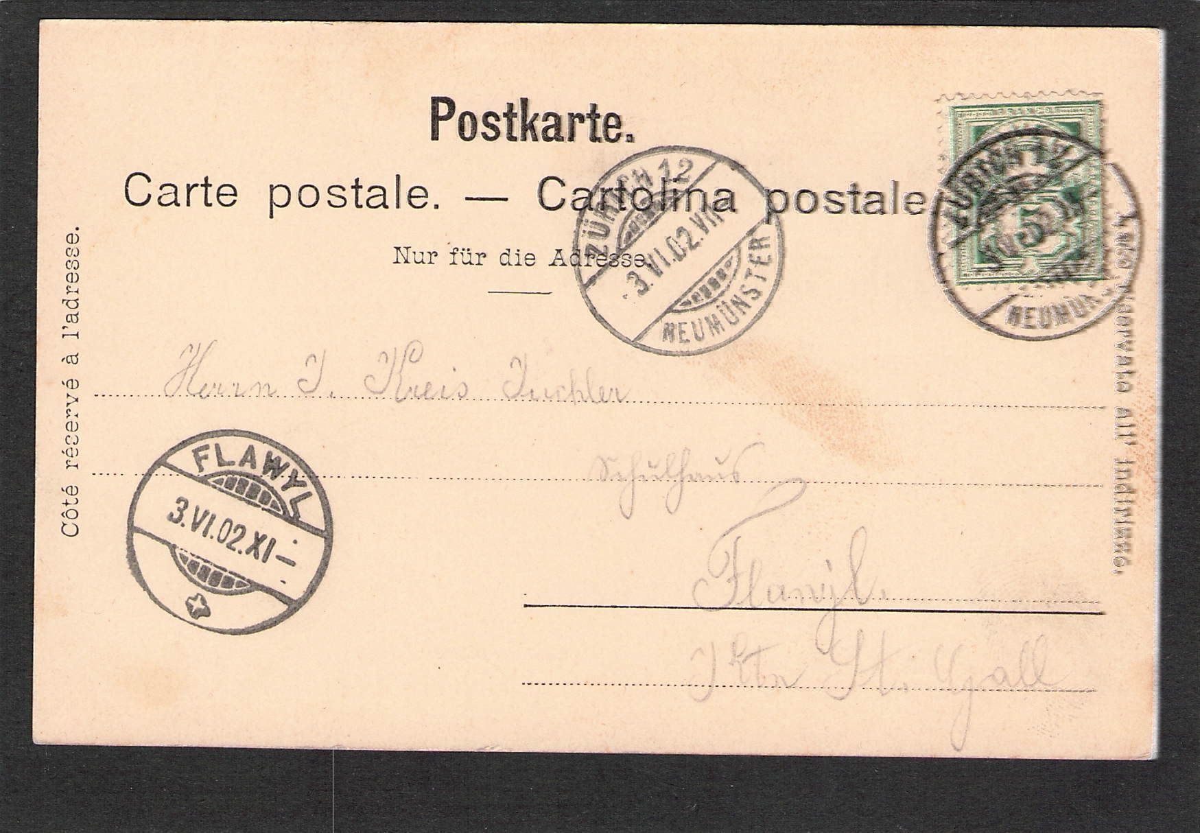 Cartoline postali: AK/Zürich , Waldhaus Dolder , 1902 – Usato da Reichenburg venduto da Pipo-67 1