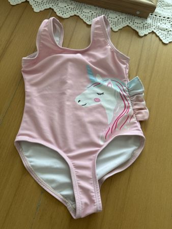 Rosa Badeanzug mit Einhorn, Grösse 98/104, Top Zustand!