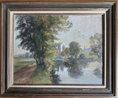 Otto HEINRICH (1891-1967)  Dipinto ad olio su pannello raffi