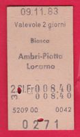 KARTON BILLETT, BIASCA - LOCARNO, 2.KLASSE, EINFACH