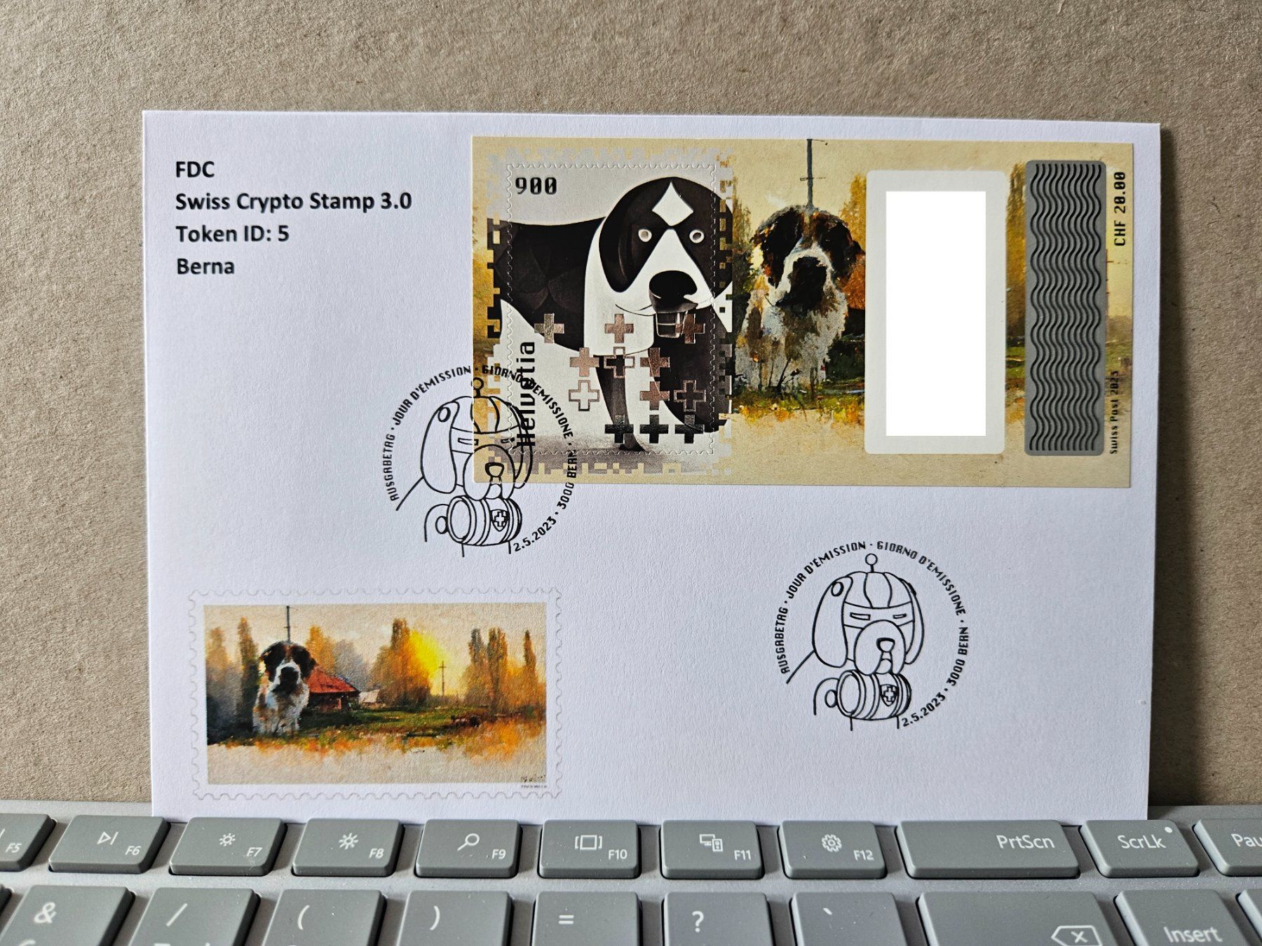 Tutti i francobolli: FDC Swiss Crypto Stamp 3.0, ID5, Berna – Usato da Rickenbach SO venduto da Bytebull