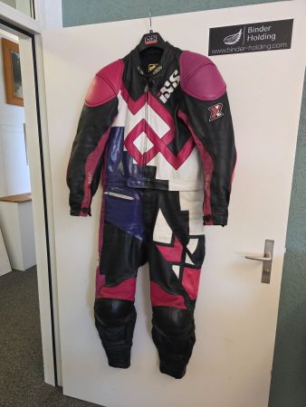 Motorradkombi Leder Grösse 54 schwarz pink weiss