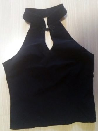 Vintage Neckholder-Top / Asian Style /  schwarz / Gr. 36