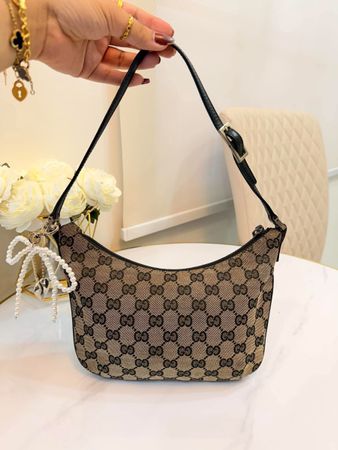 Gucci Vintage GG Monogram Canvas Shoulder/Hobo Bag 