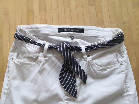 Marc O'Polo Hose in Weiss mit Tuchgürtel, Gr. W31 L32