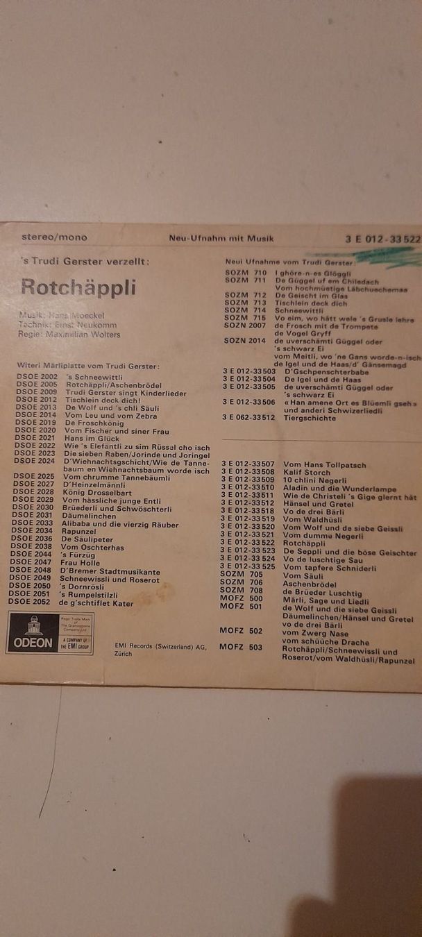 Schallplatten: Trudi Gerster verzellt vom Rotchäppli – Gebraucht aus St. Gallen von elk2020 2