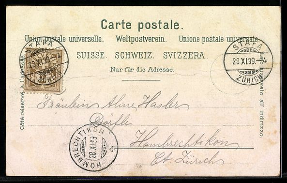 Cartoline postali: Litho Stäfa, Schule, Kirche, Panoramabl – Usato da Berlin venduto da bartko-reher 1