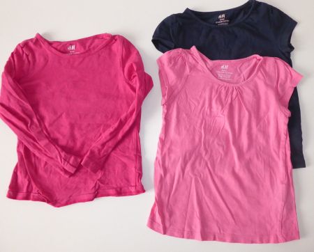 3 Basic Shirts von H & M  98  Mädchen 2xkurz  1x langarm