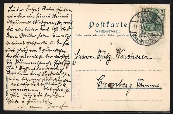 Cartoline postali: AK Rheinfelden, Ersparniskasse, 1907 – Usato da Berlin venduto da bartko-reher 1