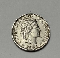 Magnifique pièce 20 Rappen 1885 HELVETIA Confédération Suiss