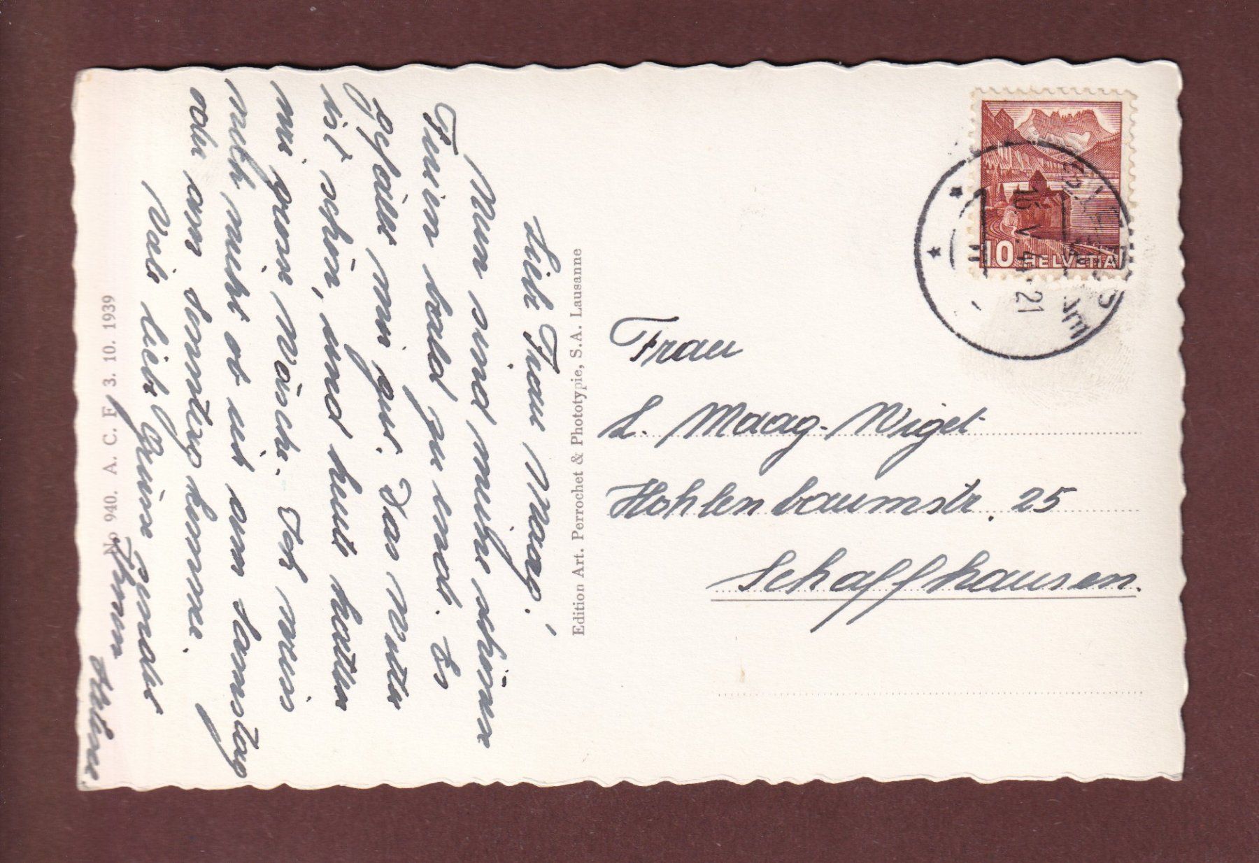 Cartoline postali: SIERRE - Lac de Géronde - 1944 – Usato da Pully venduto da nicecards-shop 1