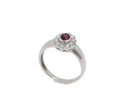 Vintage Rubin Brillant Ring in 18K Weissgold *S1911