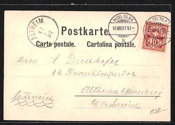 Ansichtskarten: AK Basel, Rheinansicht mit Kirche, 1897 – Gebraucht aus Berlin von bartko-reher 1