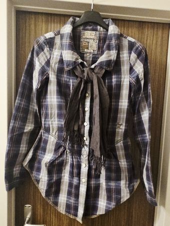 Khujo Hemd Bluse Karo mit Schal Gr. M -NEU!