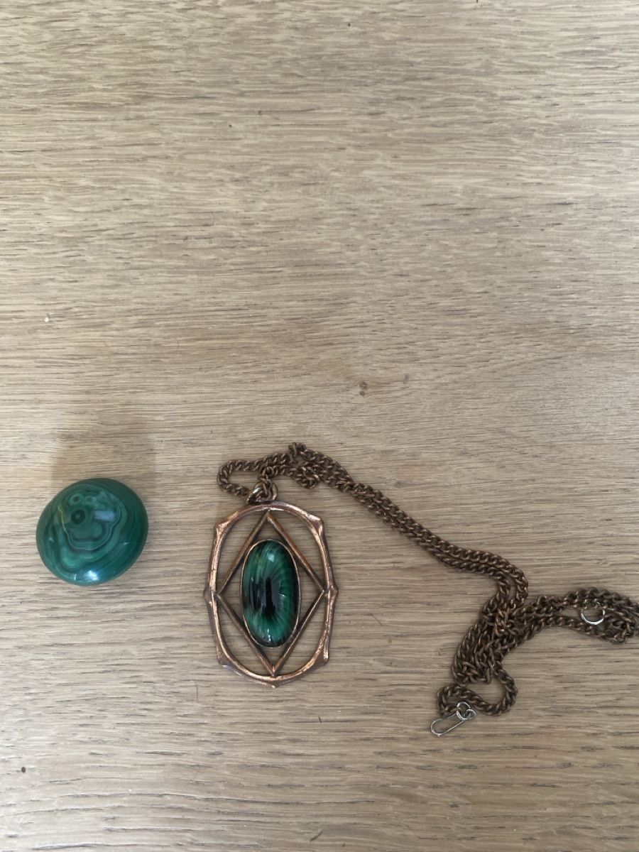 Ciondoli: Malachit-Set Anhänger mit Kette und Brosche – Usato da Stallikon venduto da hexe14 3
