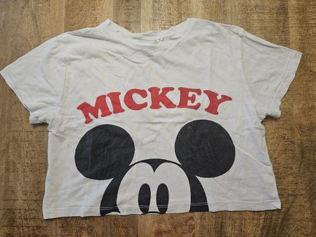 Damen T-Shirt Mickey Mouse Weiss Grösse XS