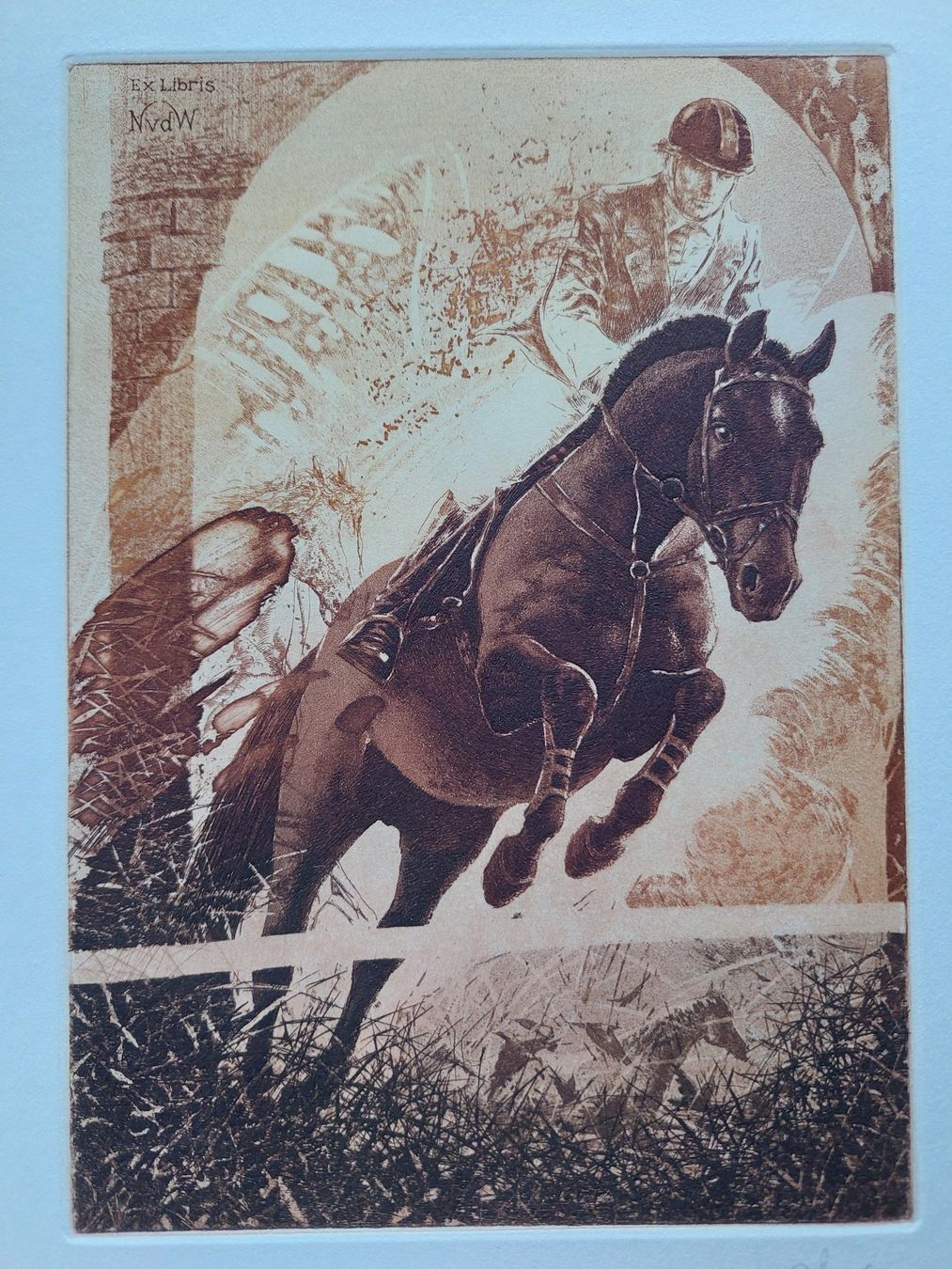 Gemälde: Peter Velikov - Original Farbradierung Pferd Springreiten – Gebraucht aus Obfelden von Exlibris-Art