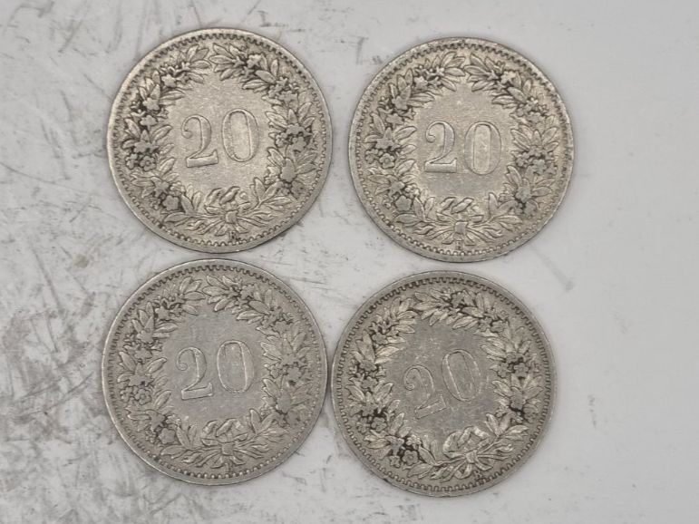 Tutti le monete: 20 rappen 1893 Lot 4 Stück – Usato da Bure venduto da chap981 1