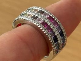 Luxus Elegante gr18/8 Ring Zirkonia Multicolore Farbe:silber