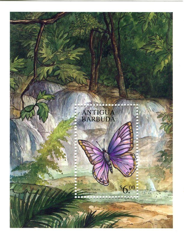 Alle Briefmarken: Block "Schmetterlinge". Antigua und Barbuda. – Neu und originalverpackt aus Basel von Butsch5