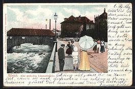 AK Zürich, Alte gedeckte Limmatbrücke