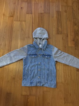 Jack & Jones Jeansjacke mit Sweat-Ärmeln & Kapuze