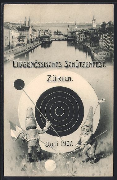 Ansichtskarten: Zürich, Eidgenöss. Schützenfest 1907, – Gebraucht aus Berlin von bartko-reher
