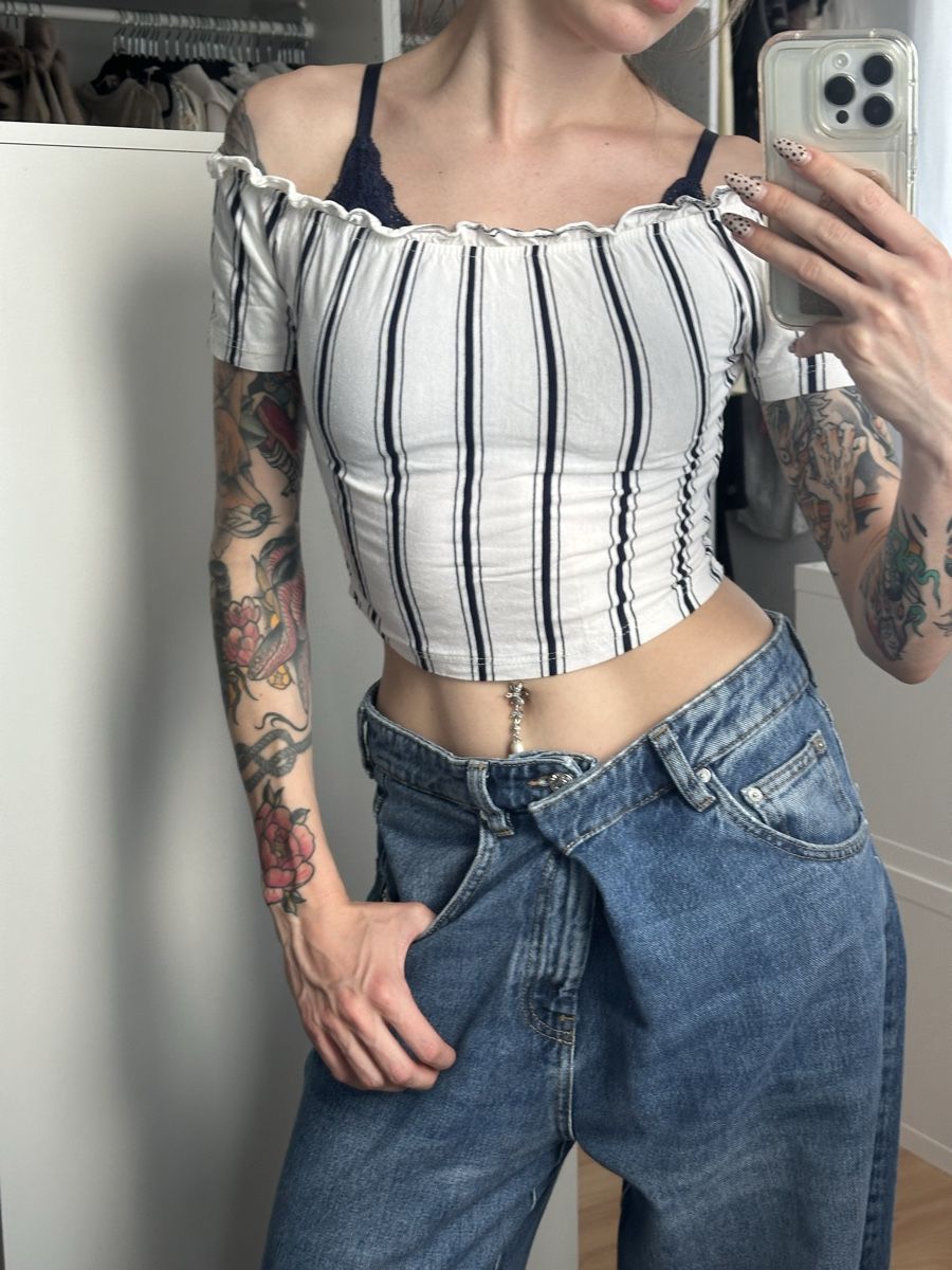 Top: Damen Crop Top gestreift Grösse S – Usato da Frauenfeld venduto da vanyllua